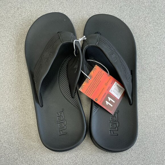 NEW Flojos Black Men's Size 11 Flip Flop Thong Sandals - Picture 1 of 6